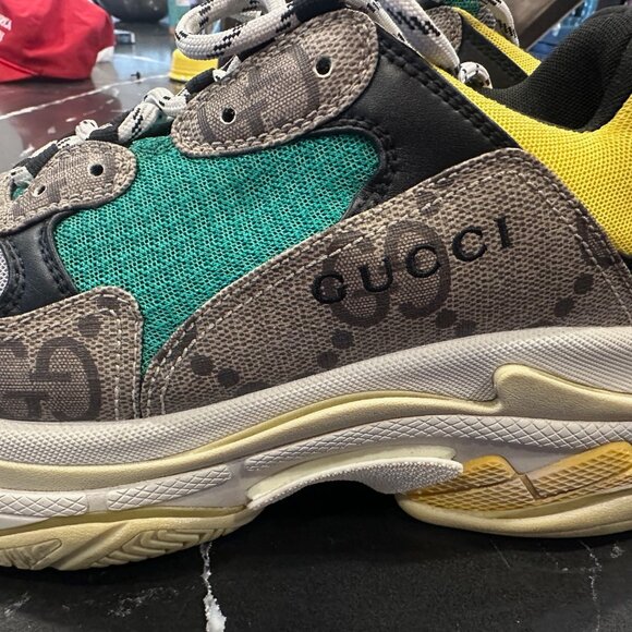 Gucci x Balenciaga The Hacker Project Triple S Beige Green Yellow - Size 42- US9 - Picture 6 of 13